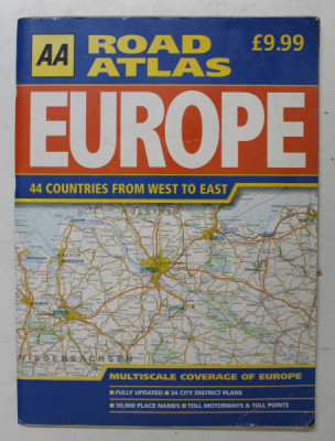 EUROPE ROAD ATLAS - 44 COUNTRIES FROM WEST TO EAST , SC. 1 / 6.500.000 , 2002 foto