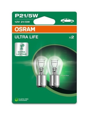 Set 2 Becuri P21/5w, 12v, Ultra Life Blister Osram foto