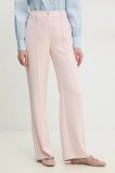 Answear Lab pantaloni femei, culoarea roz, lat, high waist
