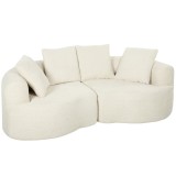 HOMCOM Canapea 3 locuri 207 cm Cloud Sofa cu aspect chenille, 4 perne decorative pentru dormitor, montaj fără scule, crem | Aosom Romania