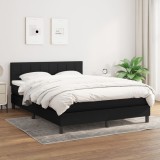 VidaXL Pat box spring cu saltea, negru, 140x190 cm, textil