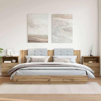 vidaXL Noptiere, 2 buc., stejar artizanal, 50x32x60 cm, lemn prelucrat 856567 foto