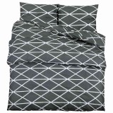Cumpara ieftin Set cu husa de pilota, gri inchis si alb, 135x200 cm, bumbac