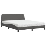 Cumpara ieftin Pat cu saltea, Dover, gri, 160x200 cm, piele ecologica