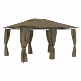 Pavilion de gradina cu perdele, gri taupe, 4 x 3 m, 180 g/m&sup2; GartenMobel Dekor, vidaXL