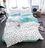 Cumpara ieftin Lenjerie Pat Sonia Fx089, Bumbac, 4 Piese, Fara Elastic, Alb, Albastru