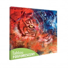 Tablou fosforescent Tigru albastru si rosu foto