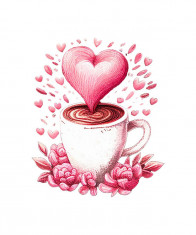 Sticker decorativ Ceasca de cafea, Roz, 66 cm, 6106ST foto