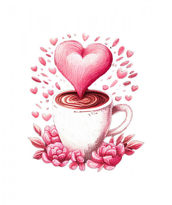 Sticker decorativ Ceasca de cafea, Roz, 66 cm, 6106ST