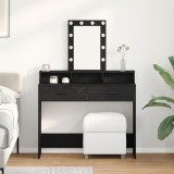 VidaXL Masă de toaletă cu LED, stejar negru, 100x41x140 cm