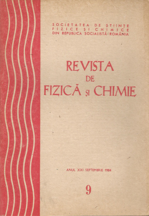 Rom&acirc;nia, Revista de Fizică şi Chimie, nr. 9/1984