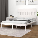 VidaXL Cadru de pat mic dublu 4FT, alb, 120x190 cm, lemn masiv