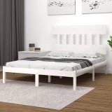 VidaXL Cadru pat 5FT King Size, alb, 150x200 cm, lemn masiv