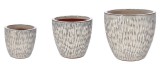 Cumpara ieftin Set 3 ghivece flori ceramica crem argintie 24,5 x 23 cm, 31 x 29,5 cm, 38 x 35 cm