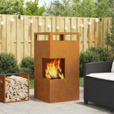vidaXL Vatră de foc, 50x50x100 cm, oțel corten