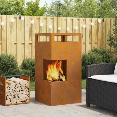 vidaXL Vatră de foc, 50x50x100 cm, oțel corten foto