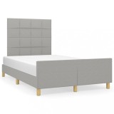 Gossi cadru de pat cu tablie, gri deschis, 120x190cm, material textil