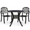 Set mobilier bistro, 3 piese, negru, aluminiu turnat