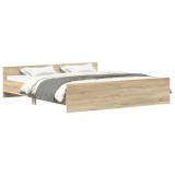 Cumpara ieftin Cadru pat cu tablie la cap/picioare, stejar sonoma, 200x200 cm