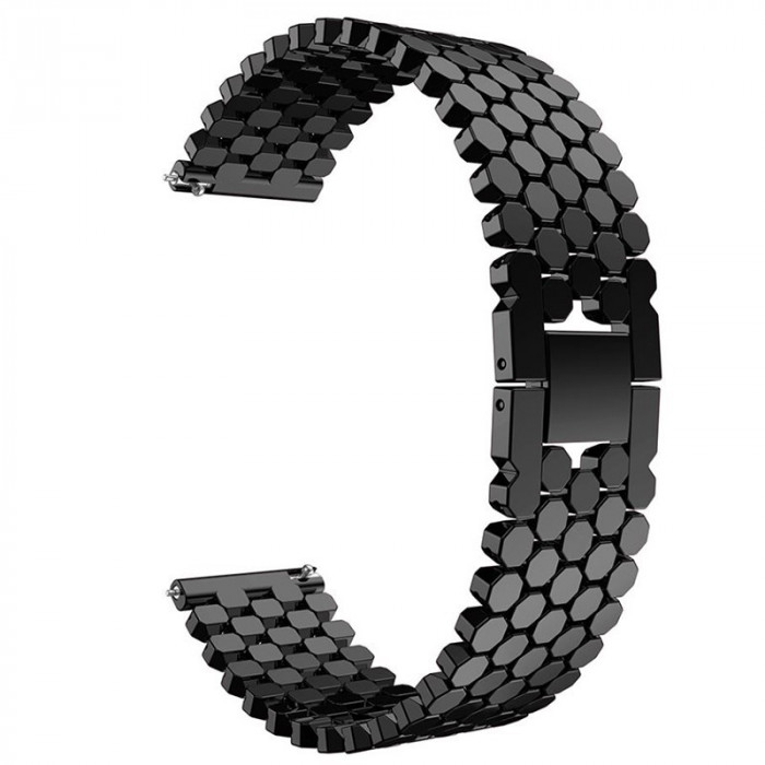 Curea metalica compatibila Samsung Galaxy Watch 46mm, telescoape Quick Release, Bright-Black