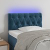 Tăblie de pat cu LED, albastru &icirc;nchis, 80x7x78/88 cm, catifea