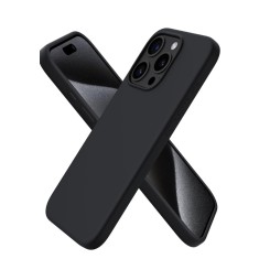 Husa silicon antisoc cu microfibra pentru Iphone 15 Pro Max Negru