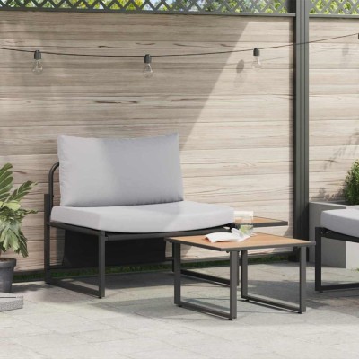 vidaXL Set de canapele pentru grădină 2 pcs Gri deschis Oțel foto