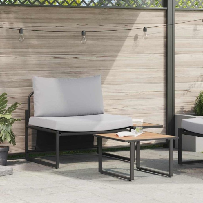 vidaXL Set de canapele pentru grădină 2 pcs Gri deschis Oțel