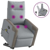 VidaXL Fotoliu de masaj rabatabil cu ridicare, gri deschis, textil