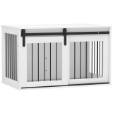 PawHut Cușcă pentru c&acirc;ini cu ușă glisantă, ventilare, placaj și oțel, 98 x 58 x 61 cm, Nuc | Aosom Romania