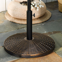 Outsunny Baza Rotunda pentru Umbrela de Soare din Plastic cu Efect de Ratan 25 kg pentru Stalpi de 35 mm, 38 mm, 48 mm