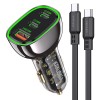 Incarcator Auto, Kakusiga, Ksc-1057, 125W 2X Usb-C + Usb + Cablu Usb-C - Usb-C, Negru, Rapid