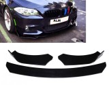 Spoiler Lip Negru Lucios Bara Fata BMW Seria 5 F10, Prelungire Bara Fata, Plastic ABS, 3 Bucati ALM