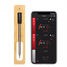 Termometru Inteligent de Bucatarie pentru Carne VITTALIST, Conectare Wireless, Bluetooth, Aplicatie pentru telefon, Utilizare la Cuptor, Grill, Tigaie