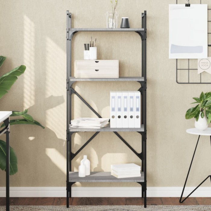 Gossi biblioteca cu 4 niveluri, gri sonoma, 56x31,5x138,5 cm, lemn