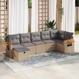 vidaXL Set canapele de grădină, 7 piese, cu perne, bej, poliratan 3325986