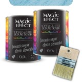 Pachet vopsea decorativa pe baza de apa, interior, Magic Efect, dune de nisip, blue diamond 14 / albastru, 2 x 0.9 L + pensula M