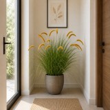 Planta artificiala decorativa coada de vulpe, 100 cm, verde-galben