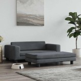 vidaXL Pat pentru c&acirc;ini cu extensie, gri &icirc;nchis, 100x50x30 cm, catifea