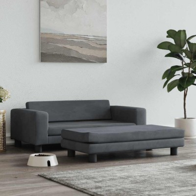 vidaXL Pat pentru c&amp;acirc;ini cu extensie, gri &amp;icirc;nchis, 100x50x30 cm, catifea 172021 foto