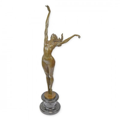 Dansatoare nud-statueta din bronz pe un soclu din marmura BX-49 foto