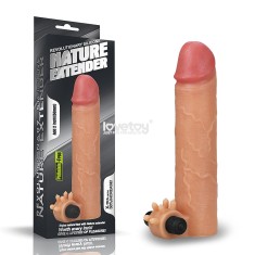 Prelungitor Penis cu Vibratii Lovetoy &raquo;Vibrating Silicone Extender&laquo; 19 cm - Natural
