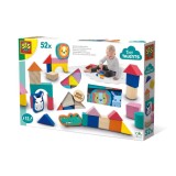 Cumpara ieftin Cuburi din lemn colorate cu animale (50 piese)