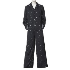 Pijama dama neagra cu inimioare albe