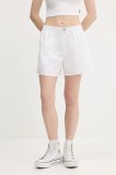 Vans pantaloni scurți culoarea alb, cu imprimeu, high waist, VN000MBCWHT1