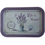 Farfurie metalica tip tava Pufo Life is Beautiful pentru servire desert, prajituri, aperitive, 34 x 23 cm