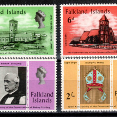 Falkland 1969, Mi #179-182**, Episcopul Sterling, biserici, MNH! Cota 3 €!