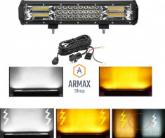 Set proiector auto led bar offroad,atv,camion,utilaje 38cm 216w stroboscop foto