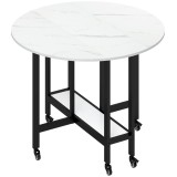 HOMCOM Masă de Dining Pliabilă pe Roți, Masă de Bucătărie pentru 4 Persoane cu Raft Integrat, 100 x 100 x 75 cm, Alb | Aosom Romania