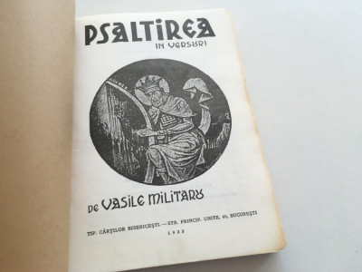 VASILE MILITARU, PSALTIREA IN VERSURI. REPRODUCERE IN FACSIMIL A EDITIEI 1933 foto